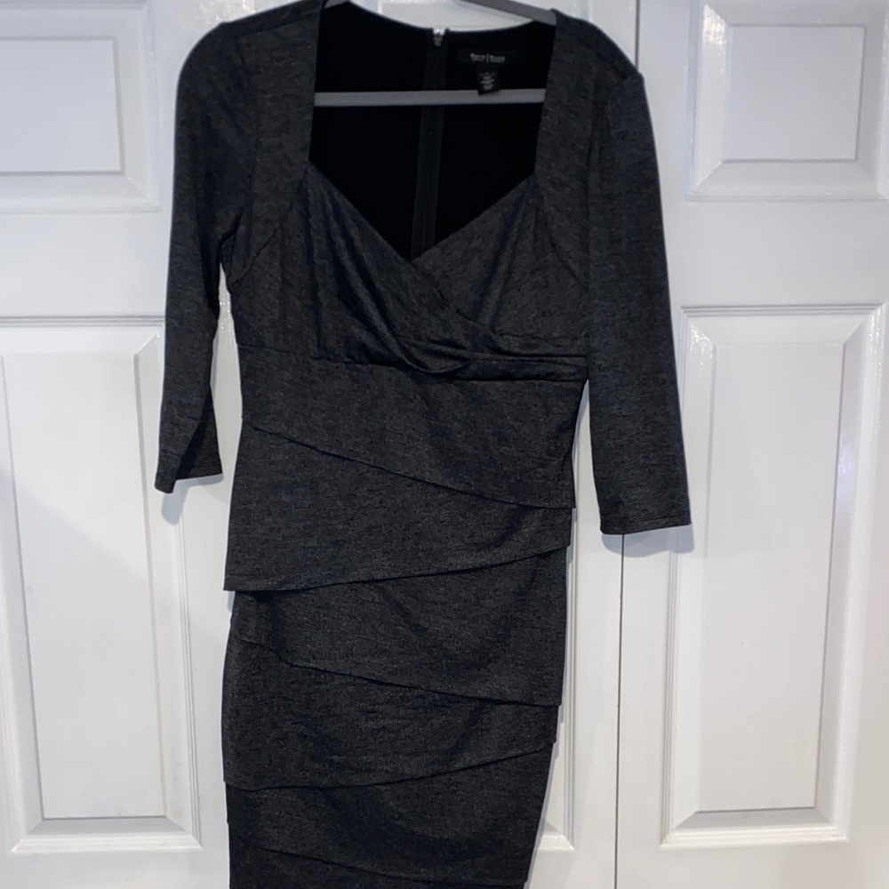 White House Black Market Dark Gray Long Sleeve Dress